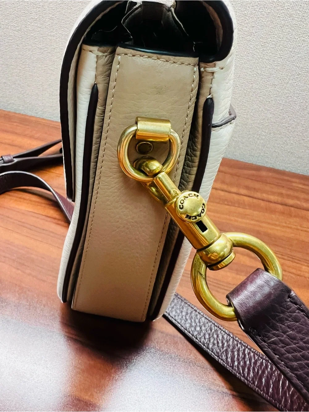 Coach Classic Pebbled Leather Crossbody Bag in Cream